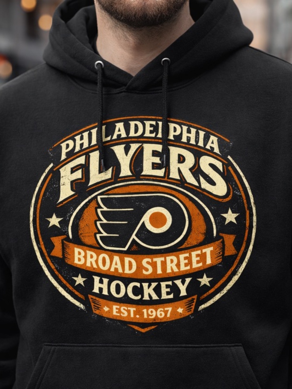 Philadelphia Flyers Broad Street Hockey Pullover Hoodie - Black S-5xl